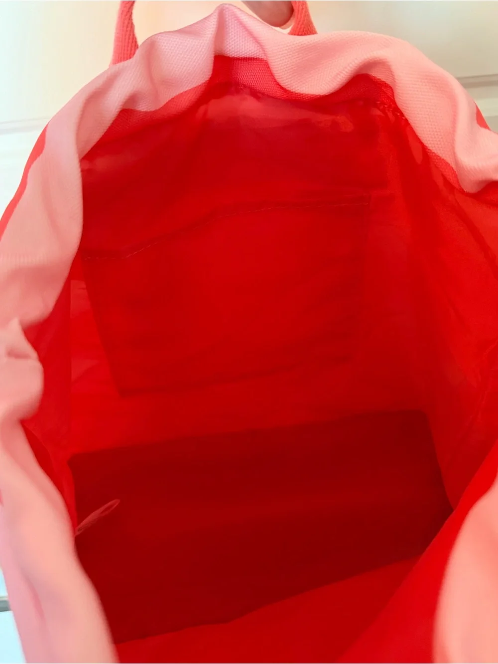 Victoria's Secret Coral Pink Striped Drawstring Backpack with Cooler-NWOT